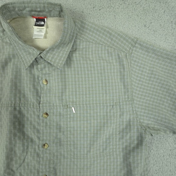 The‎ North Face Mens Large Hiking Style Green Check Short Sleeve Button Shirt - Picture 6 of 15